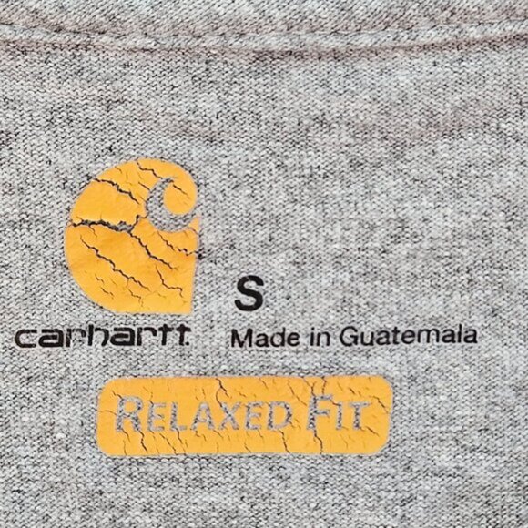 Carhartt T-Shirt Spell Out Logo Pocket Tee Gray Relaxed Fit Short Sleeve Mens S - Picture 8 of 10